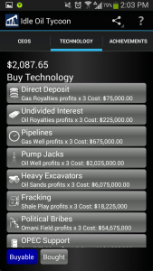 Idle Oil Tycoon Buy Technology