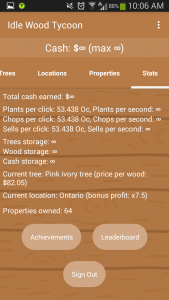 Idle Wood Tycoon Infinite Stats